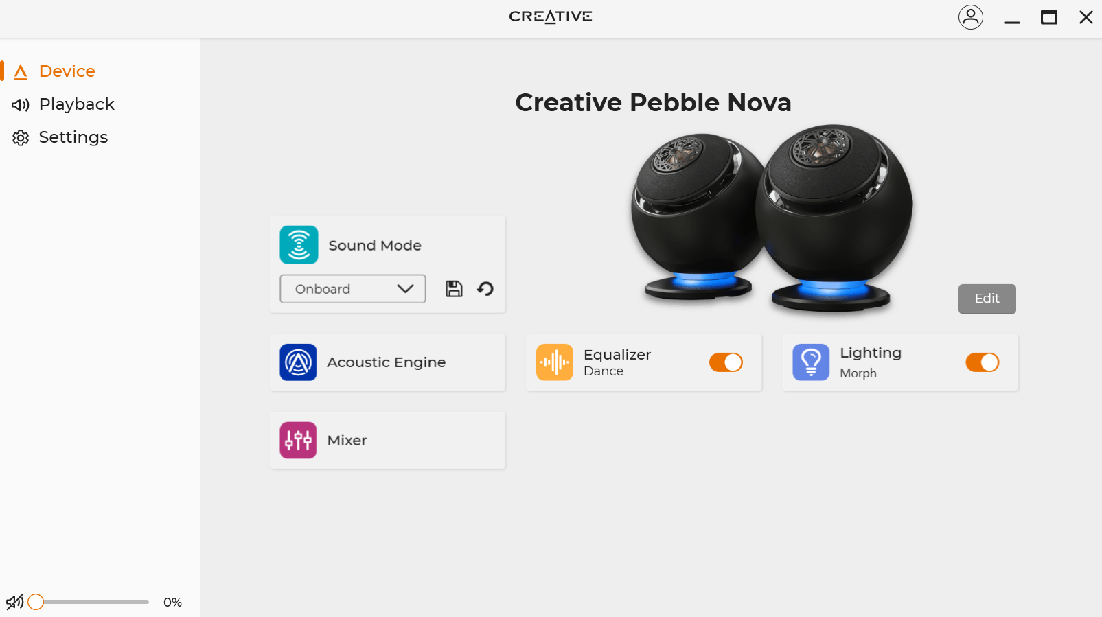 Applicazione Creative Pebble Nova per PC 1