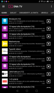 DNA TV selaus kategorioittain ja tallennus