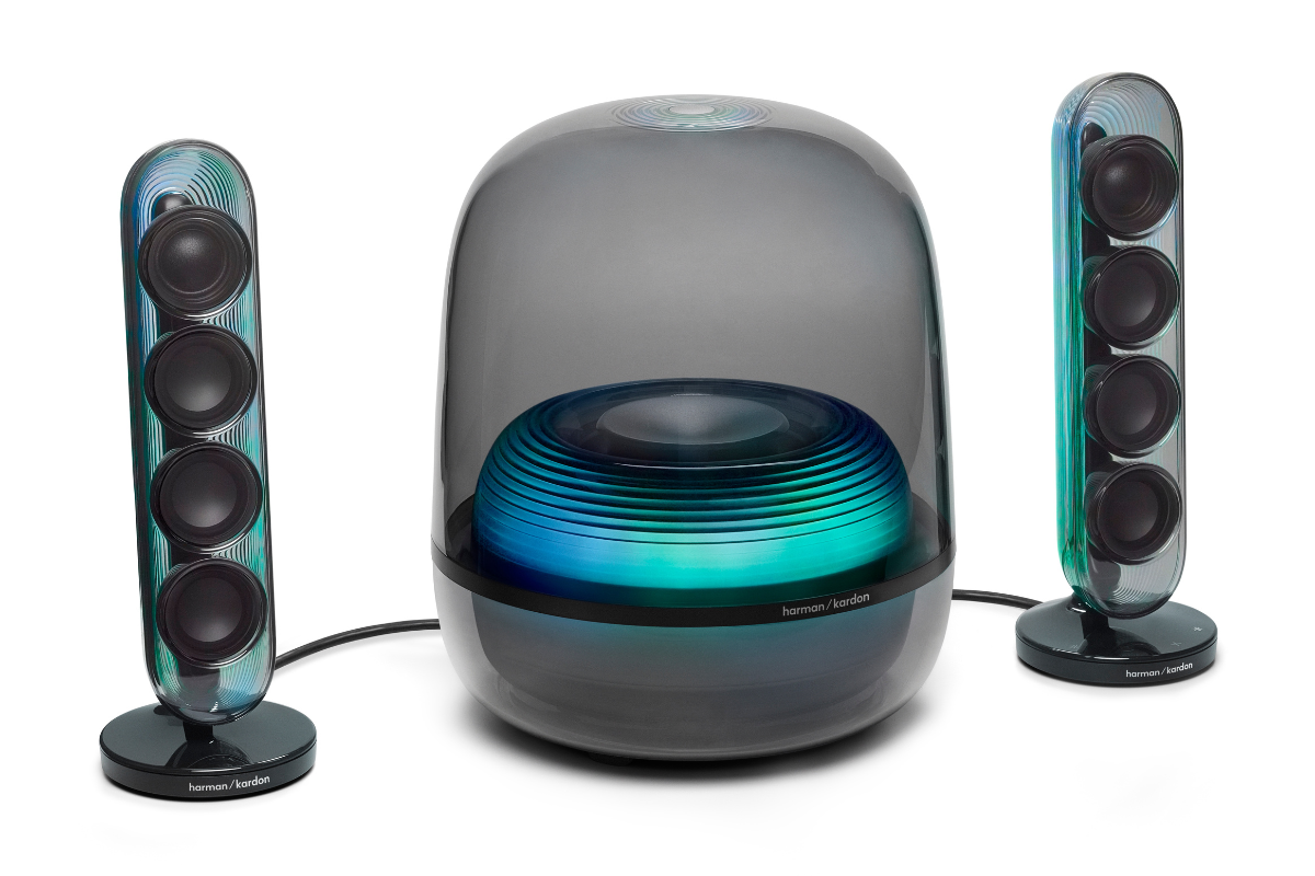 Harman Kardon paivittaa design klassikon SoundSticks 5 tuo kolmitieakustiikan HDMI ARCn ja tunnelmavalot 2