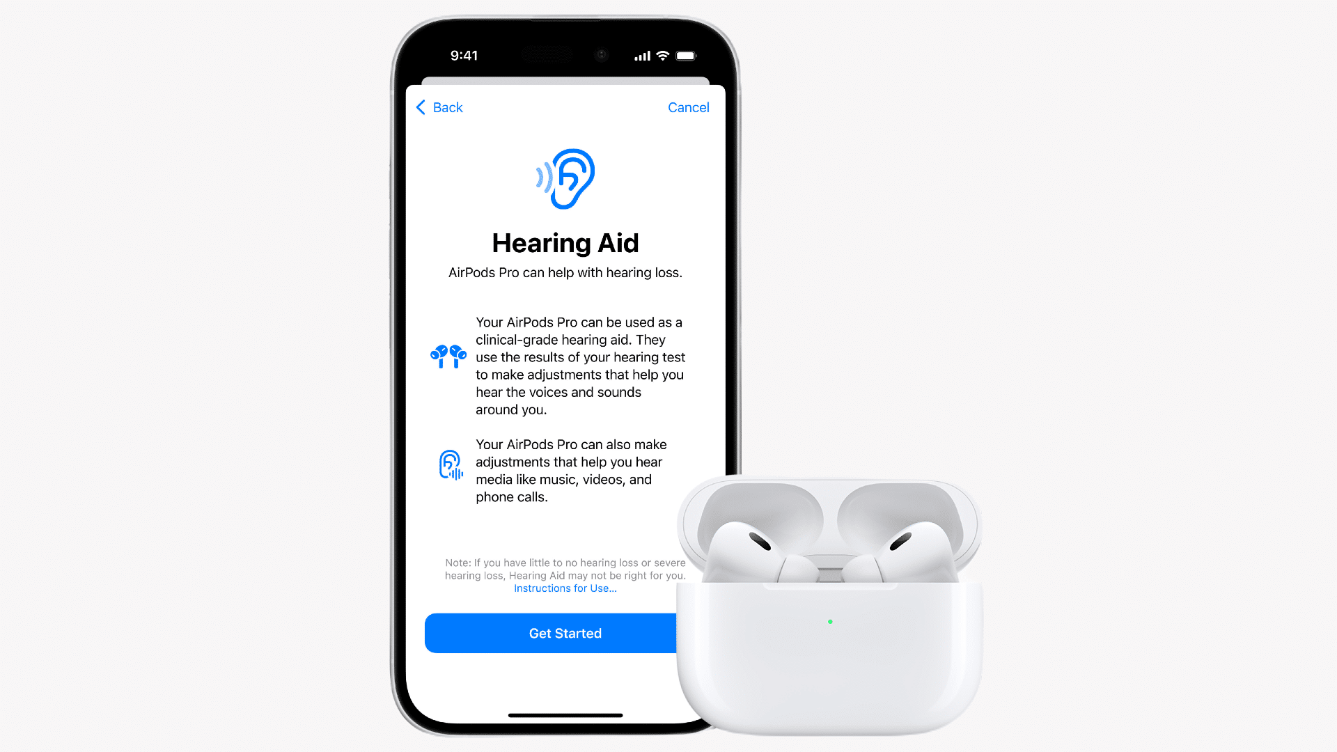 Uudet kuulotesti ja kuulolaiteominaisuudet AirPods Pro 2 kuulokkeisiina 1