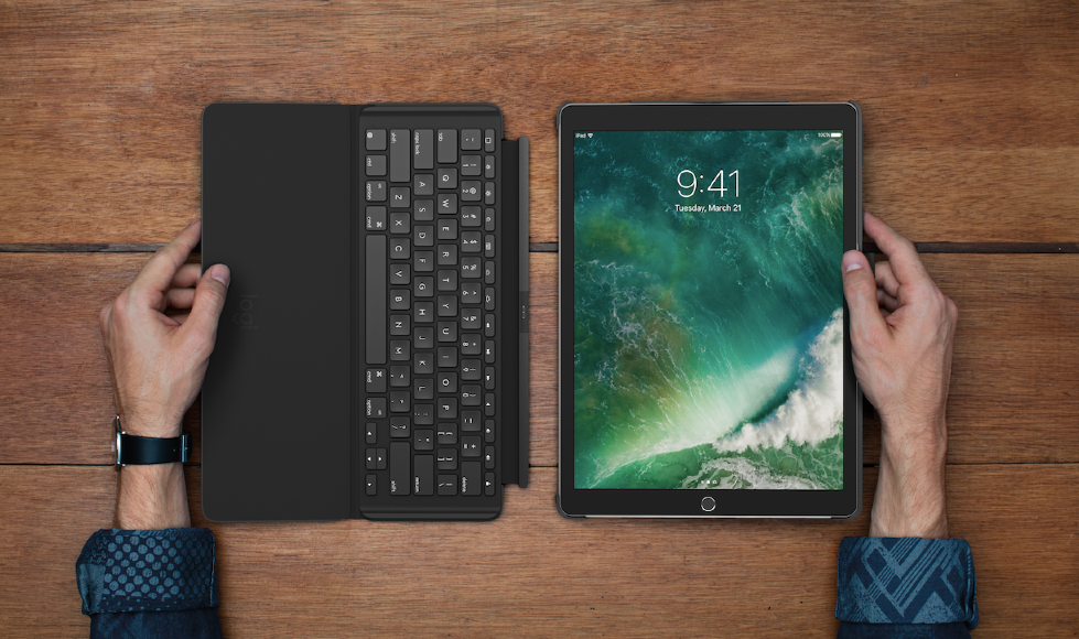 Logitechilta Slim Combo -näppäimistökansi iPad Prolle